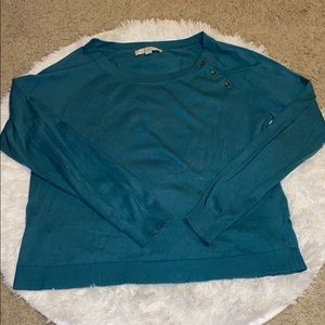 Loft crew neck sweater w/button detail